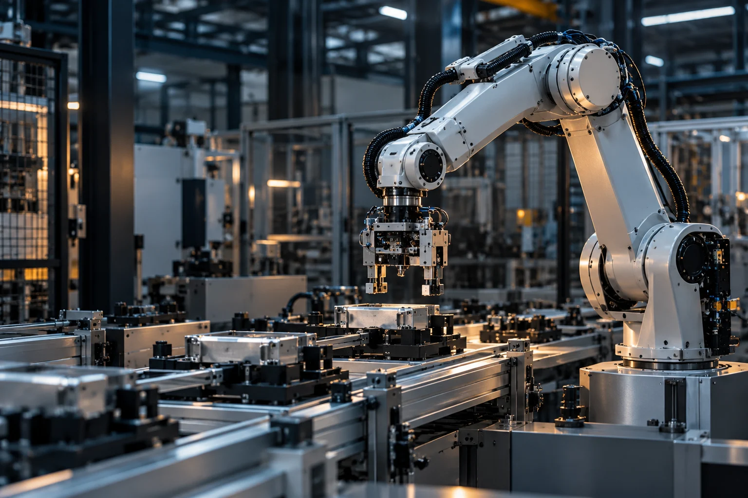 Industrial robot above a production line