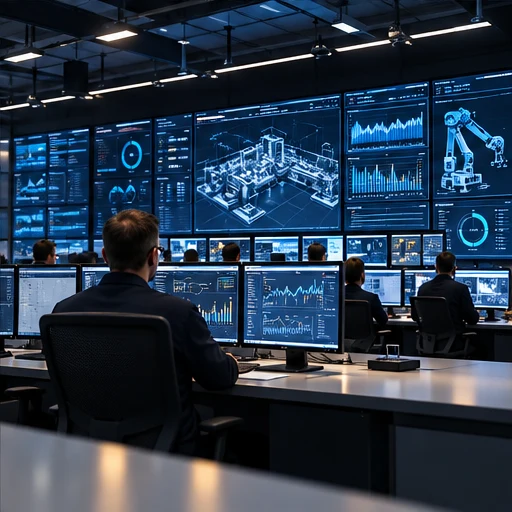 Team at IT monitoring workstations